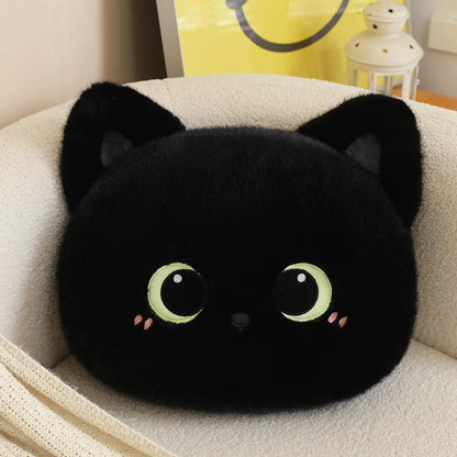 Kawaii Fluffy Cat Cushion Plush black stuffed animal plush soft toy pillow pals plushie