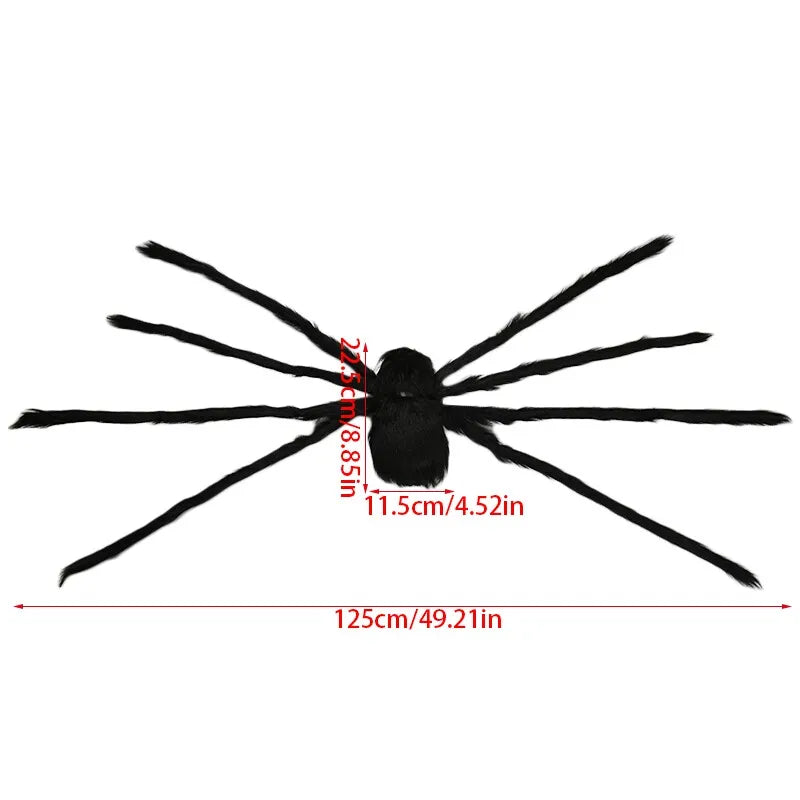 Halloween Black Giant Spider Scary Artificial Plush Spider Home Bar Haunted House Scene Ornaments Props Holiday Outdoor Decors stuffed animal plush soft toy pillow pals plushie