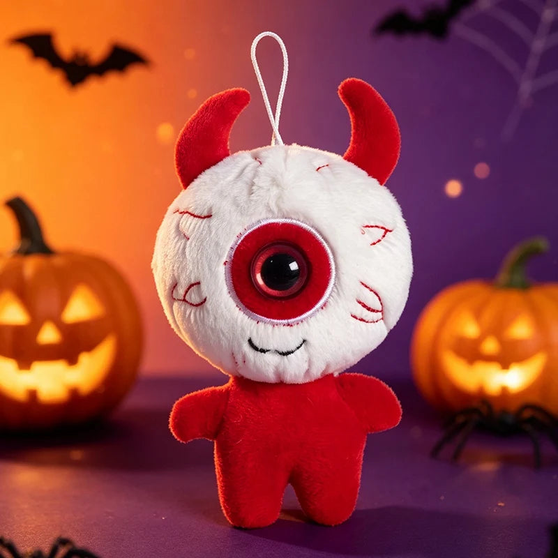 Halloween One-Eyed Devil Plush Keychain Cute Eyeball Monster Stuffed Pendant Spooky Bag Hanging Ornament Horror Party Decor Gift RED 15CM stuffed animal plush soft toy pillow pals plushie