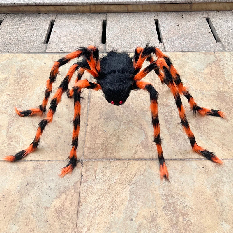 Halloween Black Giant Spider Scary Artificial Plush Spider Home Bar Haunted House Scene Ornaments Props Holiday Outdoor Decors stuffed animal plush soft toy pillow pals plushie