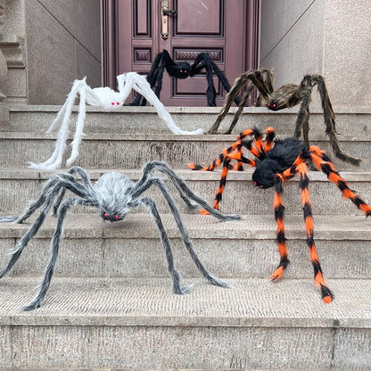 Halloween Black Giant Spider Scary Artificial Plush Spider Home Bar Haunted House Scene Ornaments Props Holiday Outdoor Decors stuffed animal plush soft toy pillow pals plushie