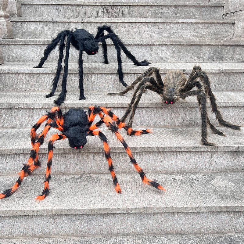 Halloween Black Giant Spider Scary Artificial Plush Spider Home Bar Haunted House Scene Ornaments Props Holiday Outdoor Decors stuffed animal plush soft toy pillow pals plushie