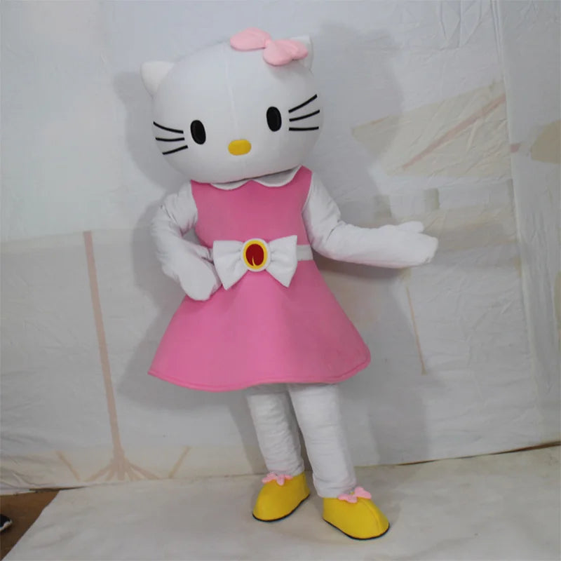 High Quality Hello Cute Mascot Costume Pink Cat KT Cosplay Costume Fancy Dress Party Birthday Adults Animal carnival Gift