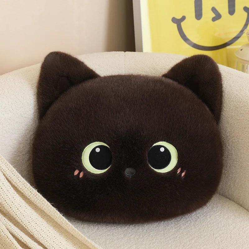 Kawaii Fluffy Cat Cushion Plush dark gray stuffed animal plush soft toy pillow pals plushie