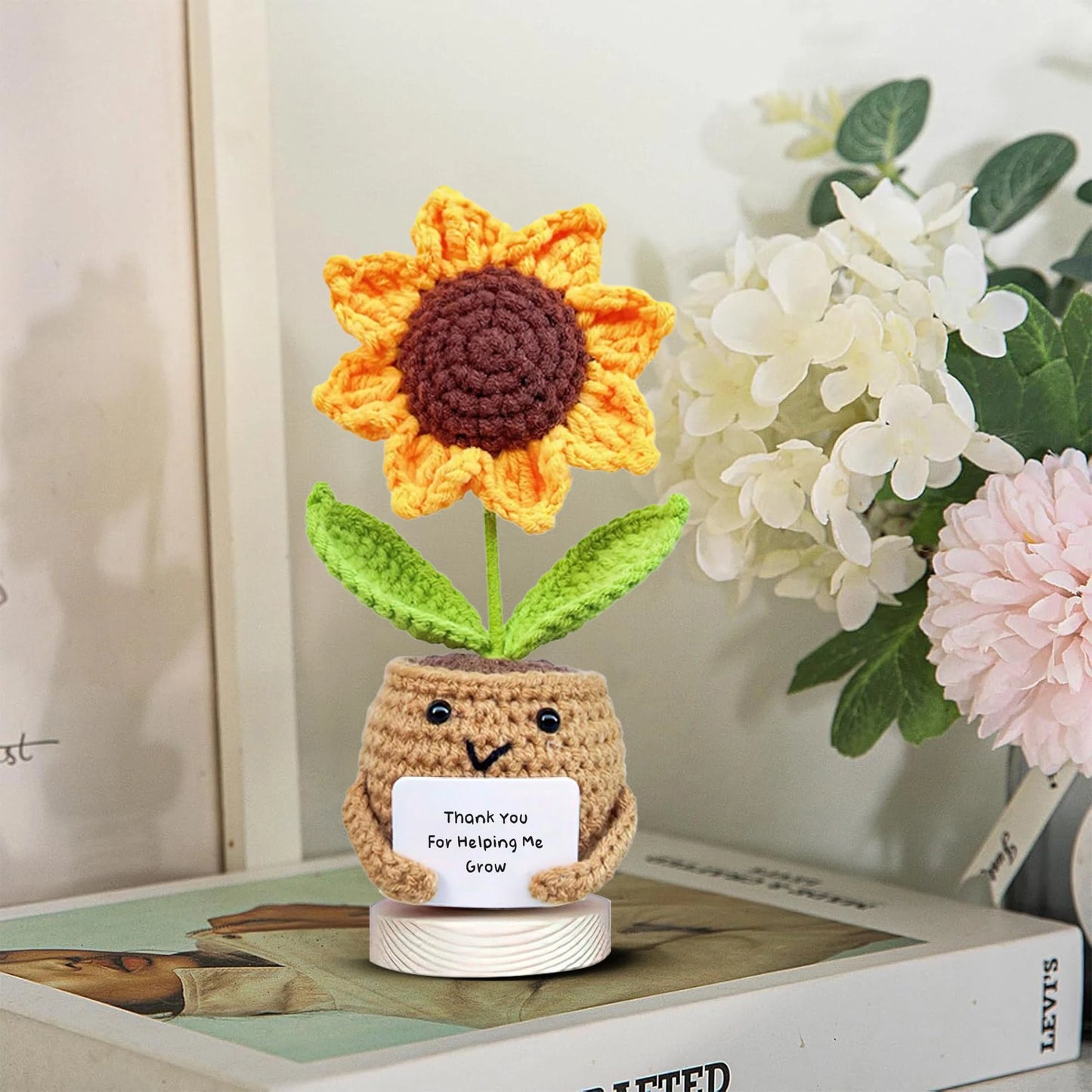 Crocheted Sunflower Potted Plant Gif stuffed animal plush soft toy pillow pals plushie