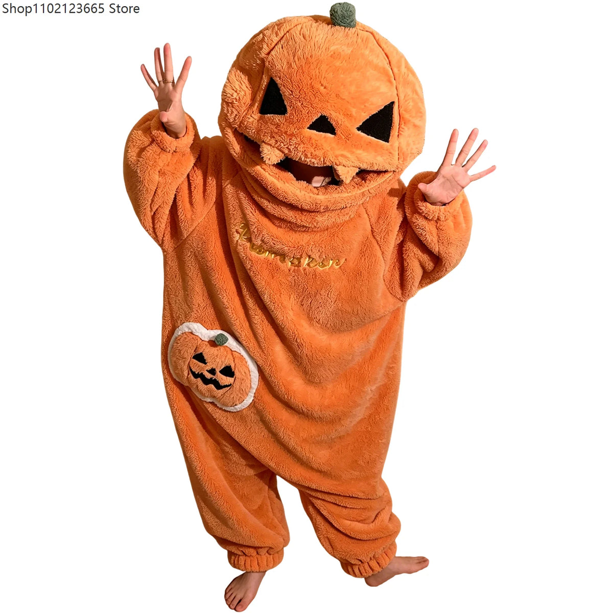 Halloween Pumpkin Onesie Pajamas Adult Kigurumi Funny Plush Warm Comfortable Homewear Jumpsuit Loungewear Carnival Party Cosplay stuffed animal plush soft toy pillow pals plushie