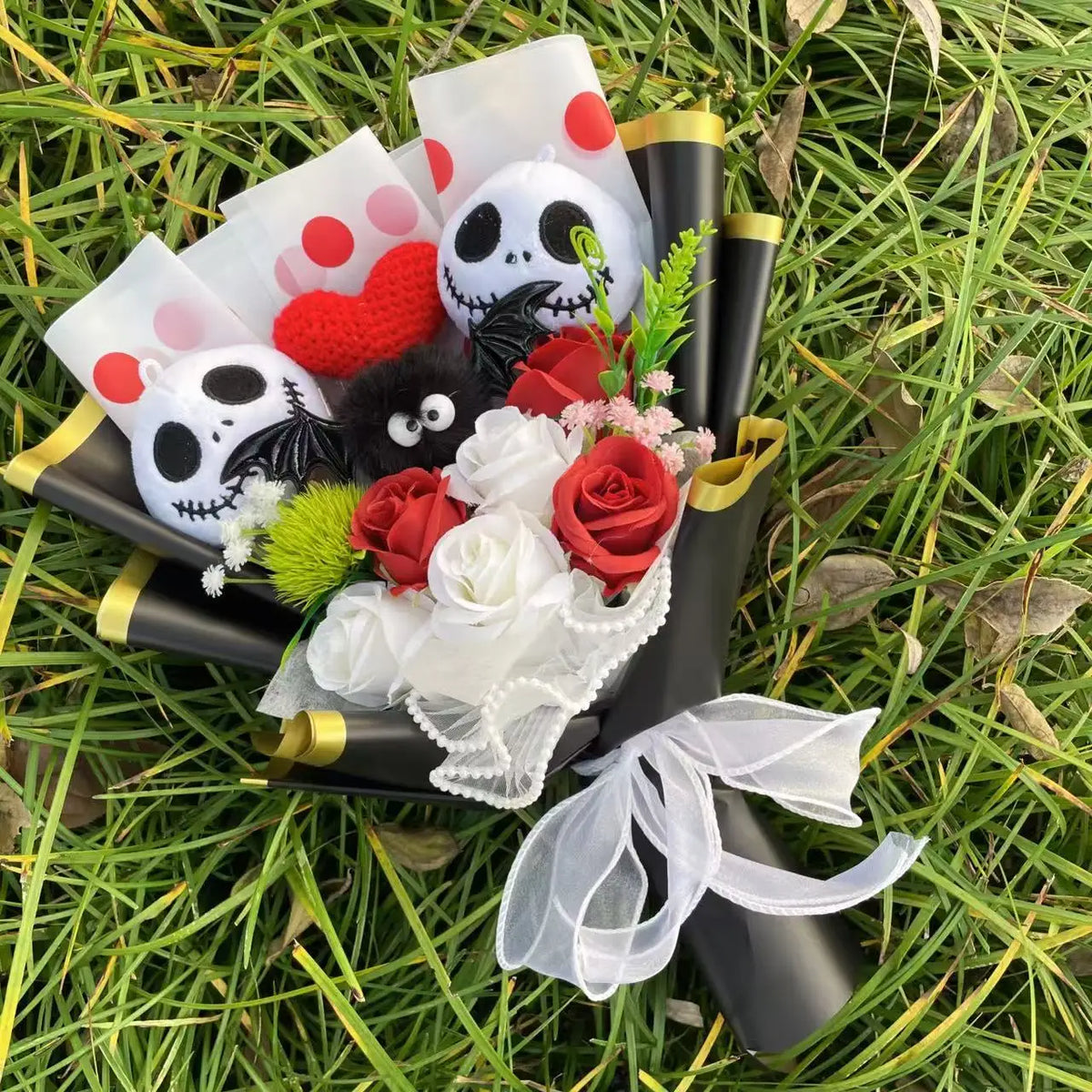 Halloween Plush Doll Toy With Flowers Bouquet Stuffed Animals Valentine Christmas Graduation Gift stuffed animal plush soft toy pillow pals plushie