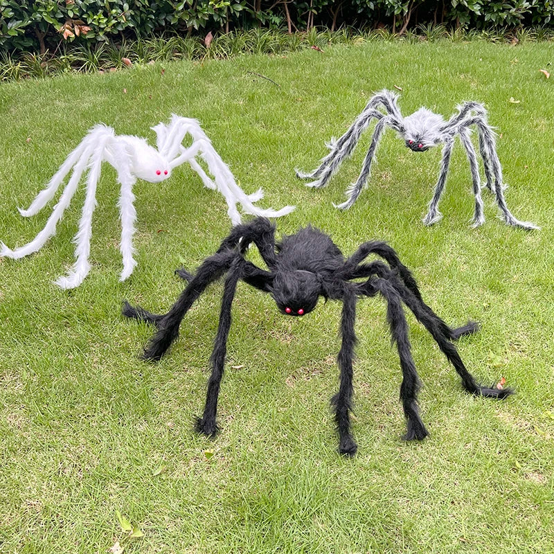 Halloween Black Giant Spider Scary Artificial Plush Spider Home Bar Haunted House Scene Ornaments Props Holiday Outdoor Decors stuffed animal plush soft toy pillow pals plushie