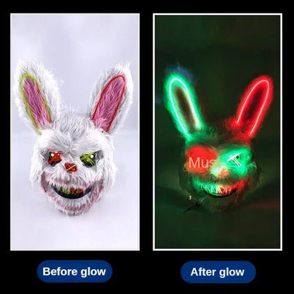 Halloween Decor Plush LED Bunny Mask Funny Cross Eye Rabbit Headgear for Kids Adult Cosplay Party Costume Spoof Photo Prop stuffed animal plush soft toy pillow pals plushie
