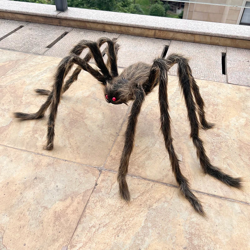 Halloween Black Giant Spider Scary Artificial Plush Spider Home Bar Haunted House Scene Ornaments Props Holiday Outdoor Decors stuffed animal plush soft toy pillow pals plushie