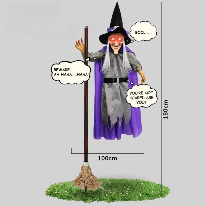 Halloween Decorations Props Life Size Witch Sound Activated Screaming Glowing Eyes for Haunted House Party Supplies purple stuffed animal plush soft toy pillow pals plushie