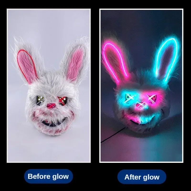 Halloween Decor Plush LED Bunny Mask Funny Cross Eye Rabbit Headgear for Kids Adult Cosplay Party Costume Spoof Photo Prop Style A stuffed animal plush soft toy pillow pals plushie
