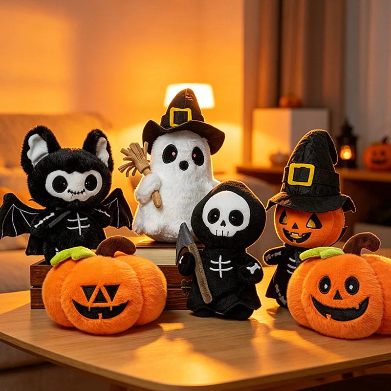 Halloween Plush Toy Soft Stuffed Ghost Bat Pumpkin Grim Reaper Dolls Cute Plushies for Kids Halloween Party Favors & Home Decor stuffed animal plush soft toy pillow pals plushie