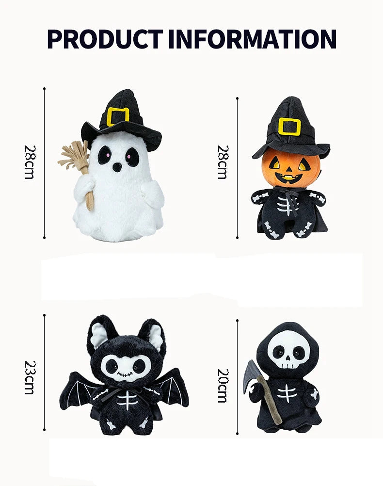 Halloween Plush Toy Soft Stuffed Ghost Bat Pumpkin Grim Reaper Dolls Cute Plushies for Kids Halloween Party Favors & Home Decor stuffed animal plush soft toy pillow pals plushie