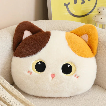 Kawaii Fluffy Cat Cushion Plush calico cat stuffed animal plush soft toy pillow pals plushie