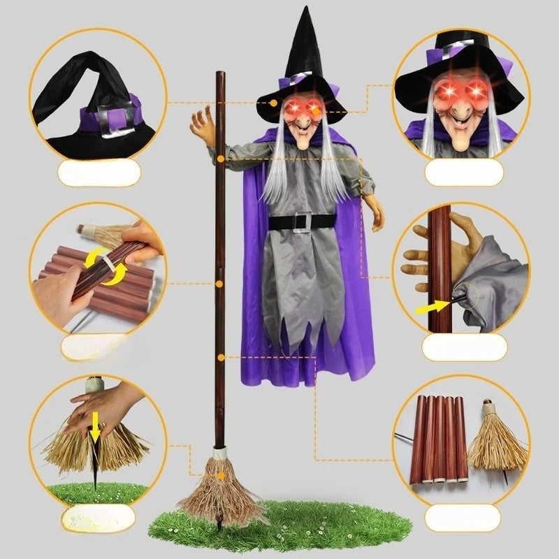 Halloween Decorations Props Life Size Witch Sound Activated Screaming Glowing Eyes for Haunted House Party Supplies stuffed animal plush soft toy pillow pals plushie