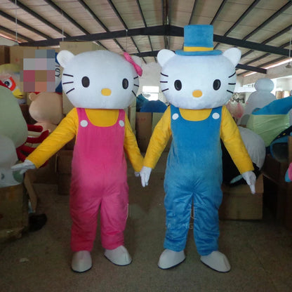 High Quality Hello Cute Mascot Costume Pink Cat KT Cosplay Costume Fancy Dress Party Birthday Adults Animal carnival Gift