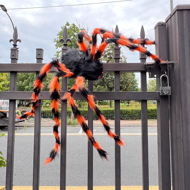 Halloween Black Giant Spider Scary Artificial Plush Spider Home Bar Haunted House Scene Ornaments Props Holiday Outdoor Decors stuffed animal plush soft toy pillow pals plushie