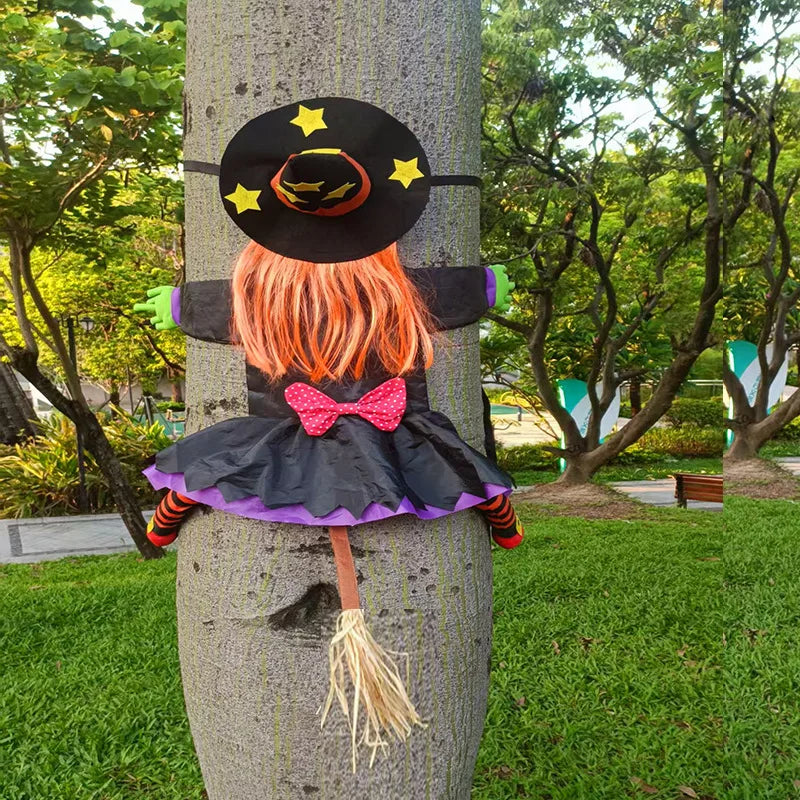 Halloween Crashing Into Tree Witch Doll Decoration Funny Outdoor Yard Garden Decor Halloween Party Holiday Scene Decor Supplies stuffed animal plush soft toy pillow pals plushie
