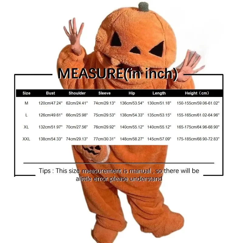 Halloween Pumpkin Onesie Pajamas Adult Kigurumi Funny Plush Warm Comfortable Homewear Jumpsuit Loungewear Carnival Party Cosplay stuffed animal plush soft toy pillow pals plushie