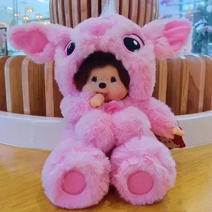 Monchhichi 20cm Transform Plush Doll – Blue & Pink Costume