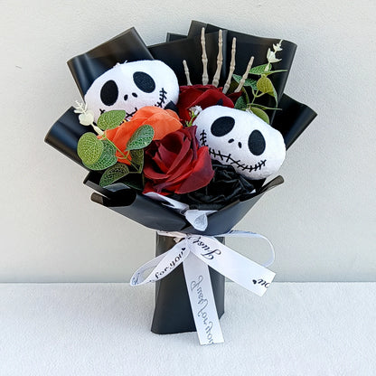Halloween Jack Skellington Plush Bouquet With Rose Flower Soft Stuffed Terror Skull Ghost Halloween Party Valentine's Day Gifts stuffed animal plush soft toy pillow pals plushie