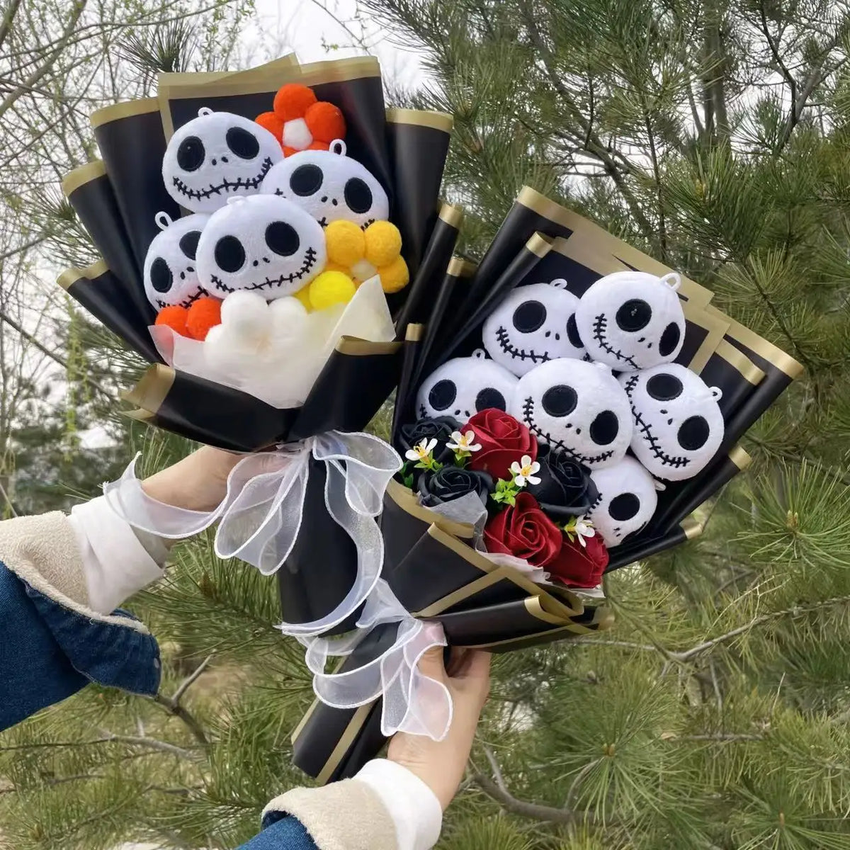 Halloween Plush Doll Toy With Flowers Bouquet Stuffed Animals Valentine Christmas Graduation Gift stuffed animal plush soft toy pillow pals plushie