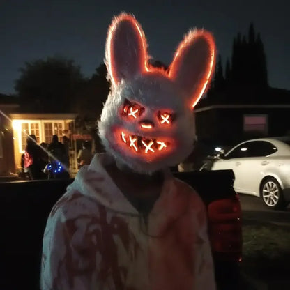 Halloween Decor Plush LED Bunny Mask Funny Cross Eye Rabbit Headgear for Kids Adult Cosplay Party Costume Spoof Photo Prop stuffed animal plush soft toy pillow pals plushie