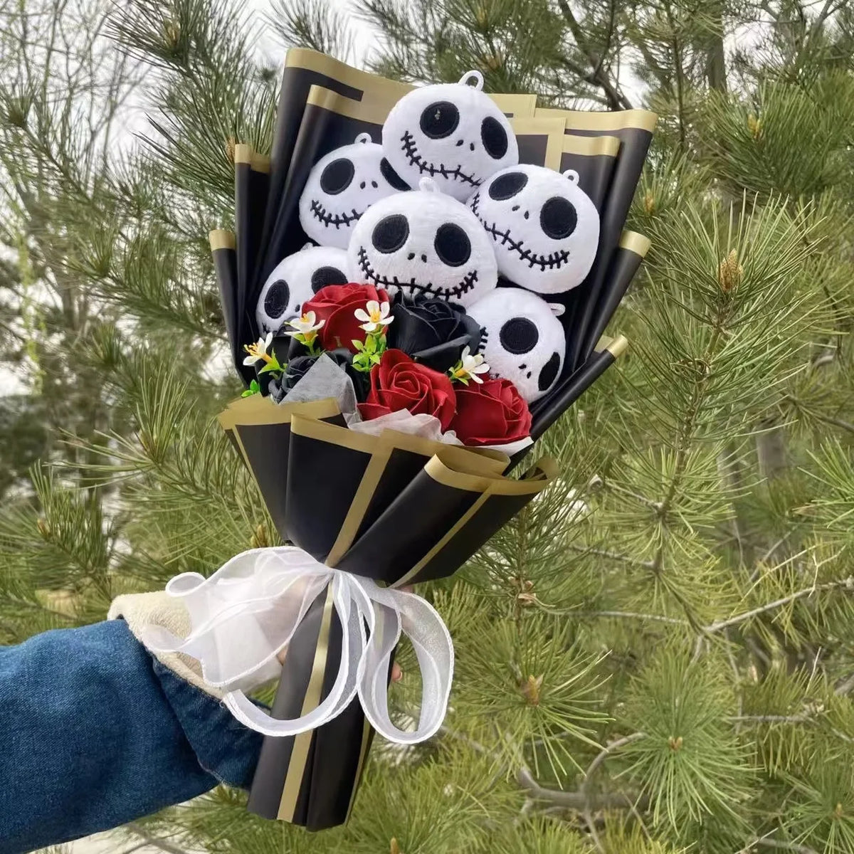 Halloween Plush Doll Toy With Flowers Bouquet Stuffed Animals Valentine Christmas Graduation Gift 2-45cm stuffed animal plush soft toy pillow pals plushie