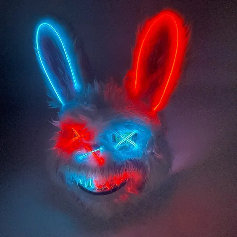 Halloween Decor Plush LED Bunny Mask Funny Cross Eye Rabbit Headgear for Kids Adult Cosplay Party Costume Spoof Photo Prop stuffed animal plush soft toy pillow pals plushie