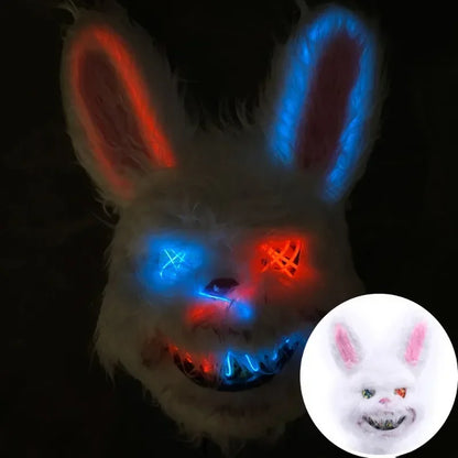 Halloween Decor Plush LED Bunny Mask Funny Cross Eye Rabbit Headgear for Kids Adult Cosplay Party Costume Spoof Photo Prop stuffed animal plush soft toy pillow pals plushie