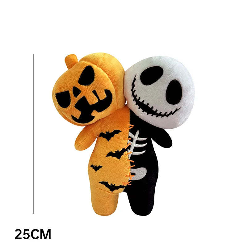 Halloween Double-headed Pumpkin Plush Toy Double Headed Skull Rabbit Horror Skull White Ghost Luminous Zombie Cat Halloween Gif B 25cm stuffed animal plush soft toy pillow pals plushie