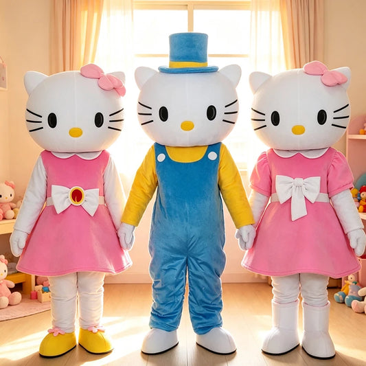 High Quality Hello Cute Mascot Costume Pink Cat KT Cosplay Costume Fancy Dress Party Birthday Adults Animal carnival Gift stuffed animal plush soft toy pillow pals plushie