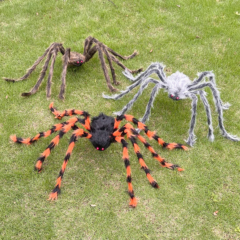 Halloween Black Giant Spider Scary Artificial Plush Spider Home Bar Haunted House Scene Ornaments Props Holiday Outdoor Decors stuffed animal plush soft toy pillow pals plushie