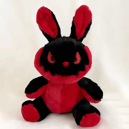 New35cmGothic Devil Bunny Plush Toy Black Red Split Face Evil Rabbit Stuffed Doll Spooky Horror Bunny Plushie Halloween Gift stuffed animal plush soft toy pillow pals plushie