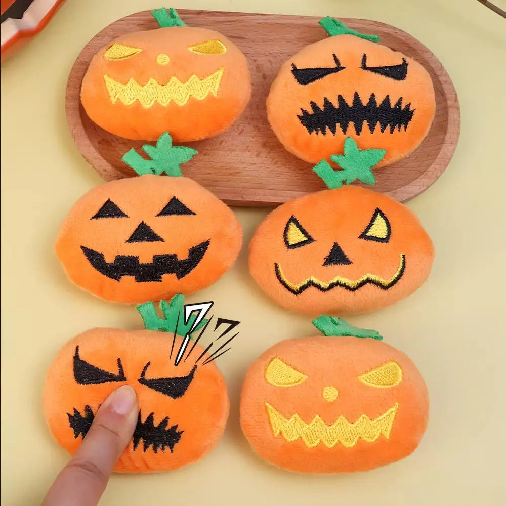 Halloween Dog Toy,4PCS Soft Plush Chew Ball with Pumpkin Ghost Face, Cat Dental Grinding Ball, Sound-Producing, Dog Training Toy stuffed animal plush soft toy pillow pals plushie