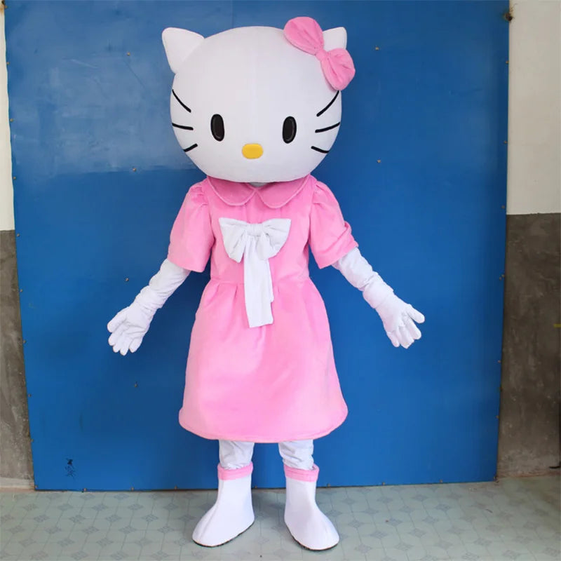 High Quality Hello Cute Mascot Costume Pink Cat KT Cosplay Costume Fancy Dress Party Birthday Adults Animal carnival Gift