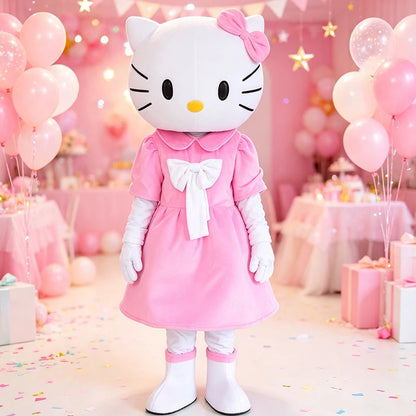 High Quality Hello Cute Mascot Costume Pink Cat KT Cosplay Costume Fancy Dress Party Birthday Adults Animal carnival Gift