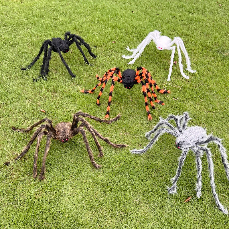 Halloween Black Giant Spider Scary Artificial Plush Spider Home Bar Haunted House Scene Ornaments Props Holiday Outdoor Decors stuffed animal plush soft toy pillow pals plushie
