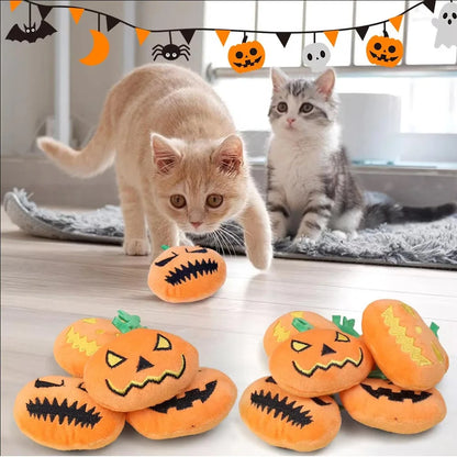 Halloween Dog Toy,4PCS Soft Plush Chew Ball with Pumpkin Ghost Face, Cat Dental Grinding Ball, Sound-Producing, Dog Training Toy stuffed animal plush soft toy pillow pals plushie