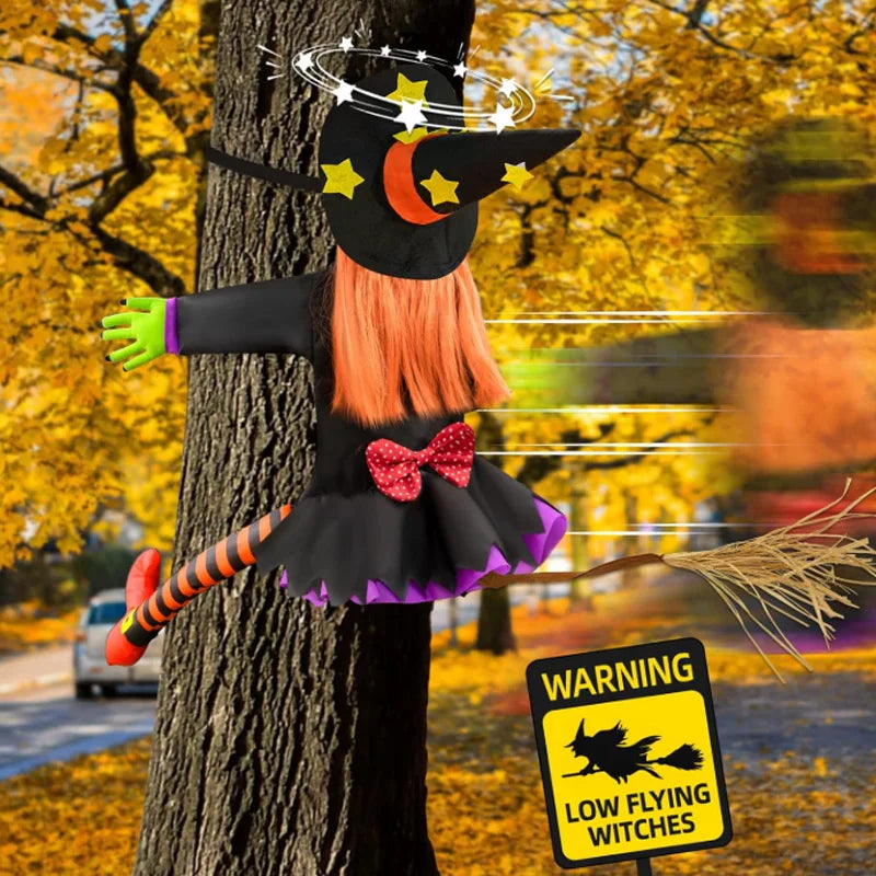 Halloween Crashing Into Tree Witch Doll Decoration Funny Outdoor Yard Garden Decor Halloween Party Holiday Scene Decor Supplies stuffed animal plush soft toy pillow pals plushie