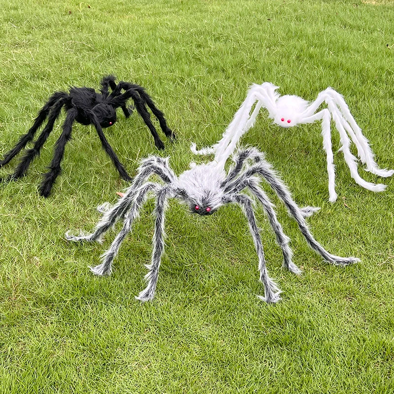 Halloween Black Giant Spider Scary Artificial Plush Spider Home Bar Haunted House Scene Ornaments Props Holiday Outdoor Decors stuffed animal plush soft toy pillow pals plushie