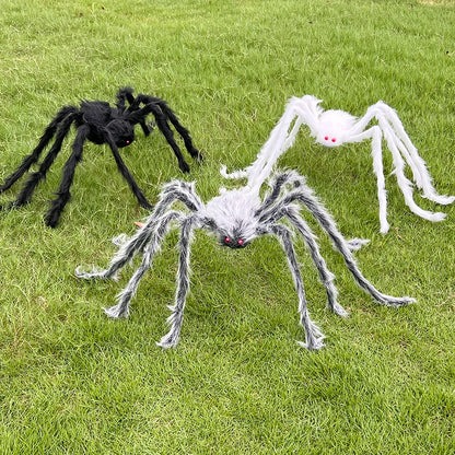 Halloween Black Giant Spider Scary Artificial Plush Spider Home Bar Haunted House Scene Ornaments Props Holiday Outdoor Decors stuffed animal plush soft toy pillow pals plushie