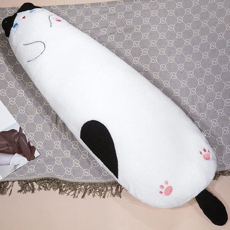 Long Cat Plush Black white stuffed animal plush soft toy pillow pals plushie