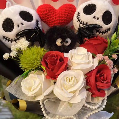 Halloween Plush Doll Toy With Flowers Bouquet Stuffed Animals Valentine Christmas Graduation Gift stuffed animal plush soft toy pillow pals plushie