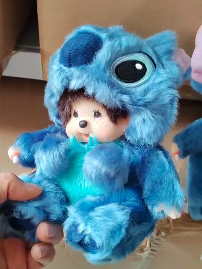 Monchhichi 20cm Transform Plush Doll – Blue & Pink Costume