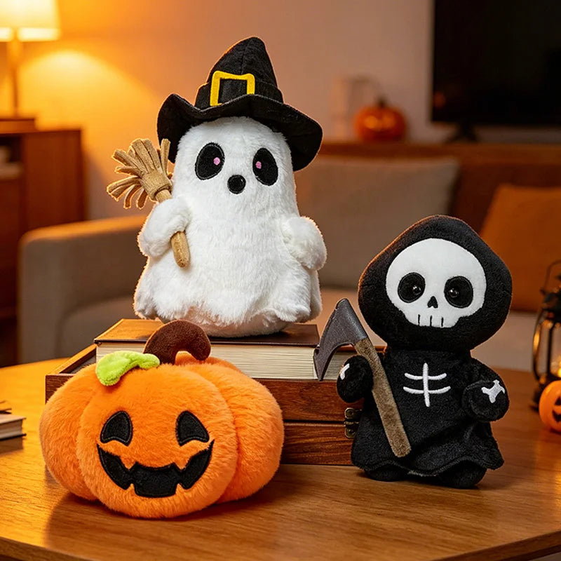 Halloween Plush Toy Soft Stuffed Ghost Bat Pumpkin Grim Reaper Dolls Cute Plushies for Kids Halloween Party Favors & Home Decor stuffed animal plush soft toy pillow pals plushie