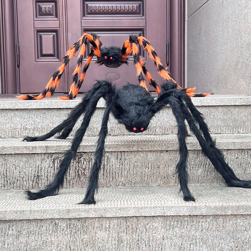 Halloween Black Giant Spider Scary Artificial Plush Spider Home Bar Haunted House Scene Ornaments Props Holiday Outdoor Decors stuffed animal plush soft toy pillow pals plushie