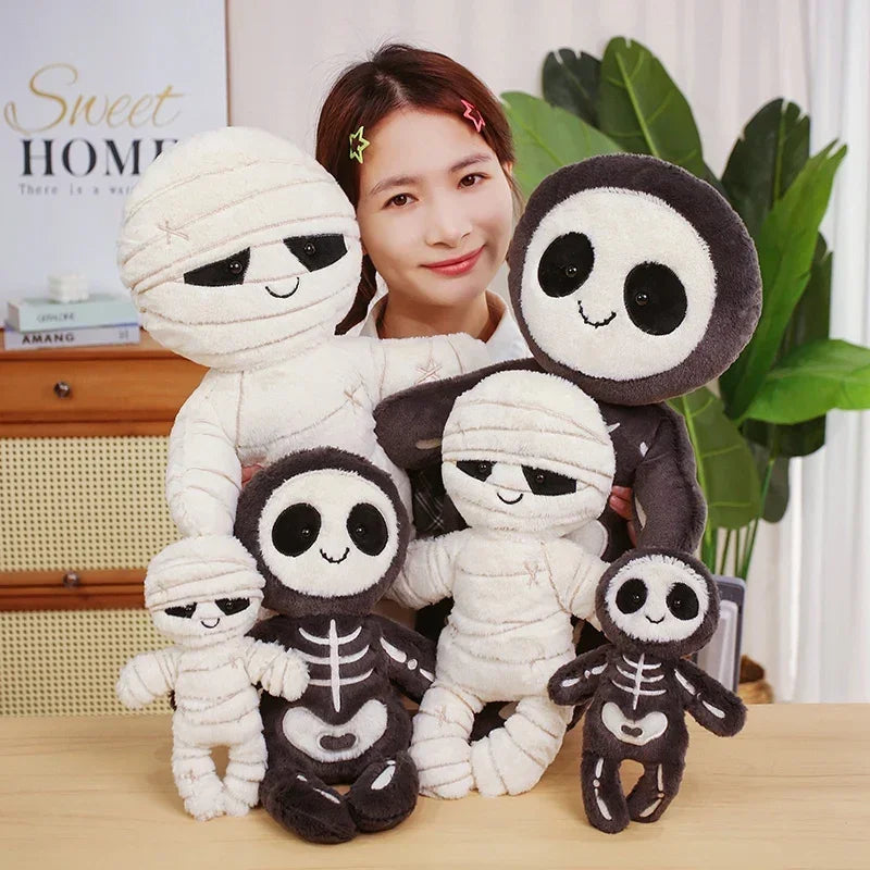 Skeleton & Mummy stuffed animal plush soft toy pillow pals plushie