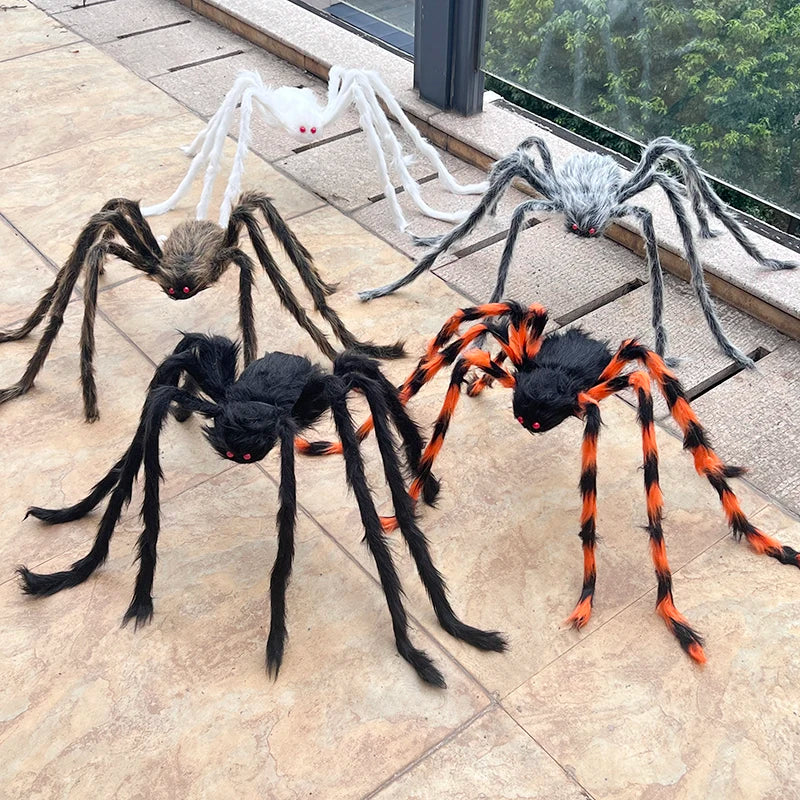 Halloween Black Giant Spider Scary Artificial Plush Spider Home Bar Haunted House Scene Ornaments Props Holiday Outdoor Decors stuffed animal plush soft toy pillow pals plushie